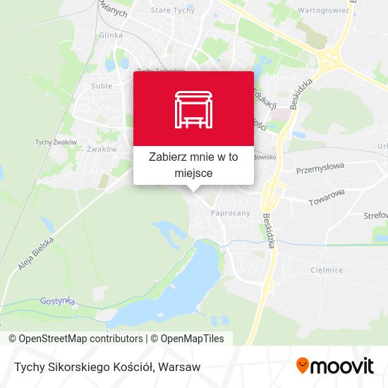 Mapa Tychy Sikorskiego Kościół