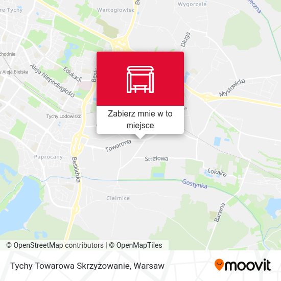 Mapa Tychy Towarowa Skrzyżowanie