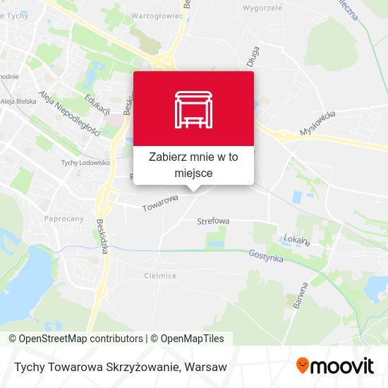 Mapa Tychy Towarowa Skrzyżowanie