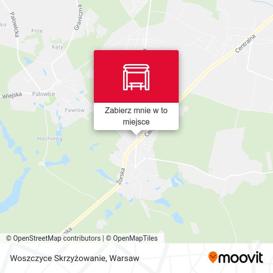 Mapa Woszczyce Skrzyżowanie