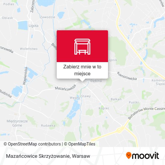 Mapa Mazańcowice Skrzyżowanie