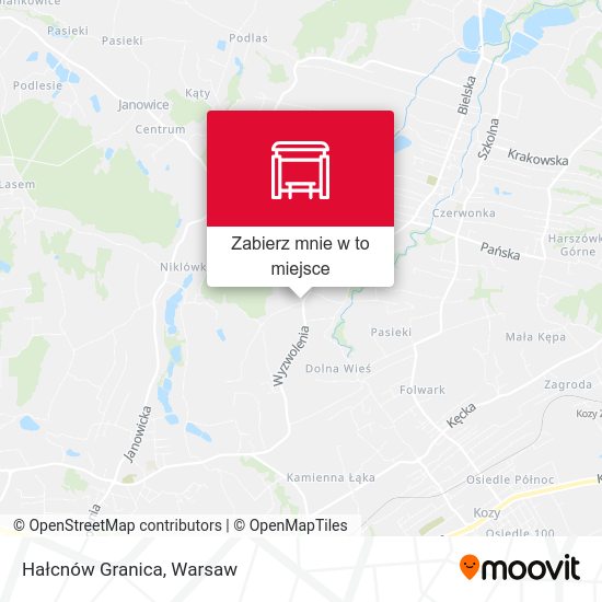 Mapa Hałcnów Granica