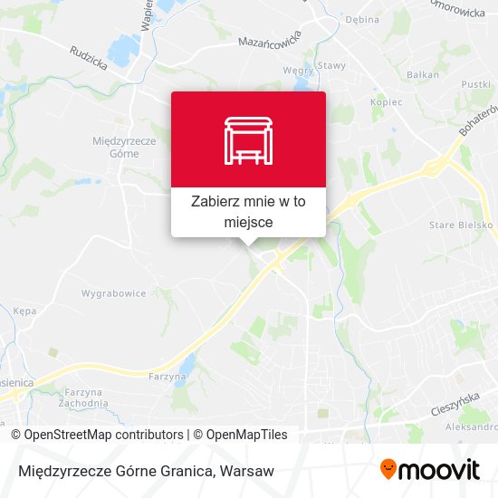 Mapa Międzyrzecze Górne Granica