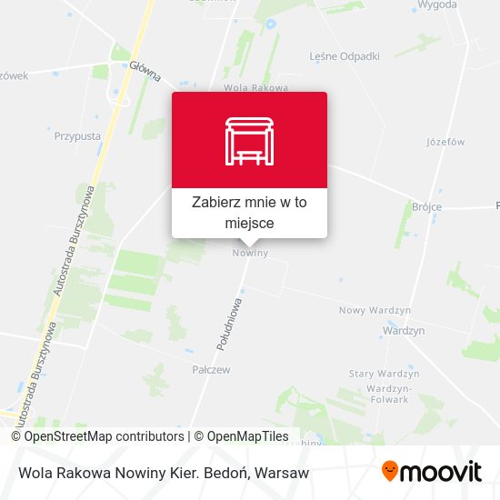 Mapa Wola Rakowa Nowiny Kier. Bedoń