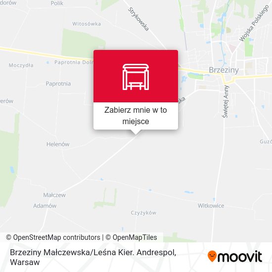 Mapa Brzeziny Małczewska / Leśna Kier. Andrespol