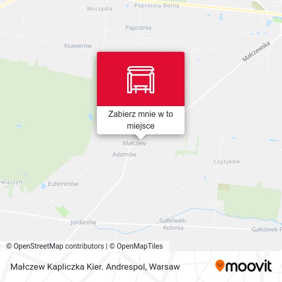 Mapa Małczew Kapliczka Kier. Andrespol