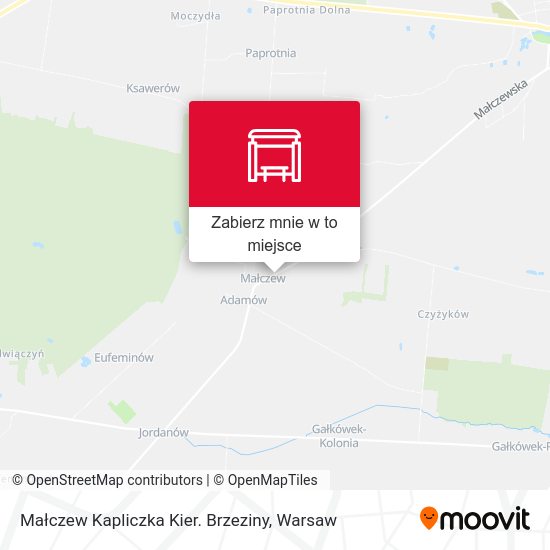 Mapa Małczew Kapliczka Kier. Brzeziny