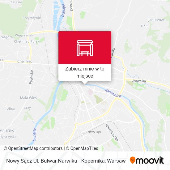 Mapa Nowy Sącz Ul. Bulwar Narwiku - Kopernika