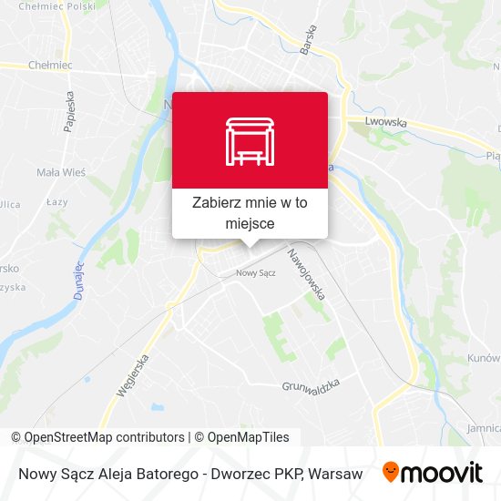 Mapa Nowy Sącz Aleja Batorego - Dworzec PKP