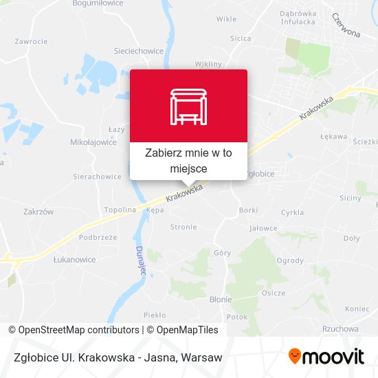 Mapa Zgłobice Ul. Krakowska - Jasna