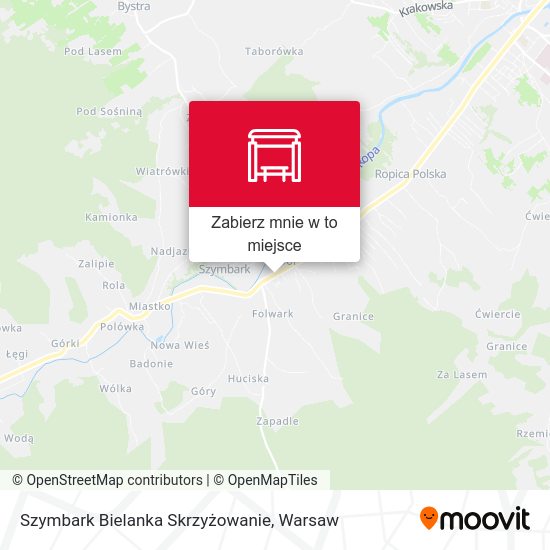 Mapa Szymbark Bielanka Skrzyżowanie