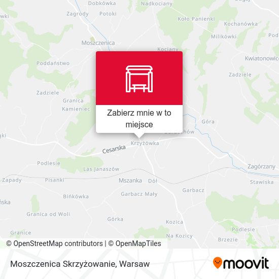 Mapa Moszczenica Skrzyżowanie