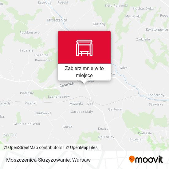 Mapa Moszczenica Skrzyżowanie