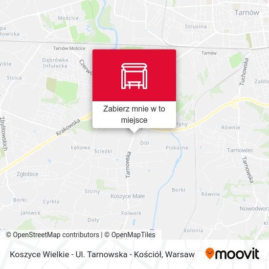 Mapa Koszyce Wielkie - Ul. Tarnowska - Kościół