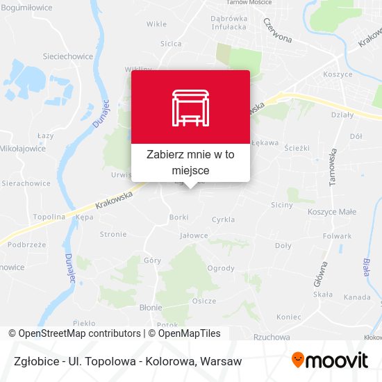 Mapa Zgłobice - Ul. Topolowa - Kolorowa