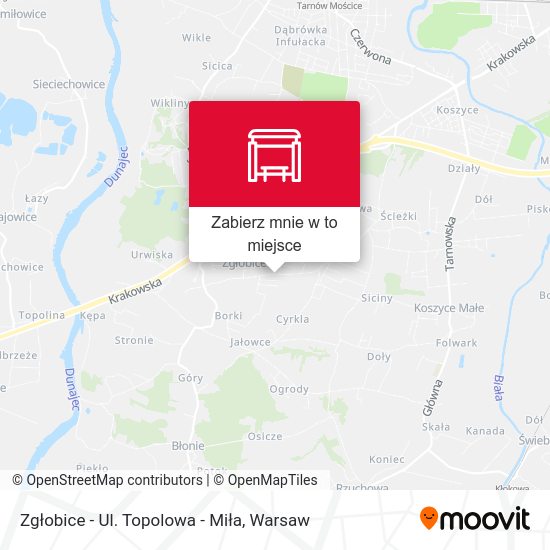 Mapa Zgłobice - Ul. Topolowa - Miła