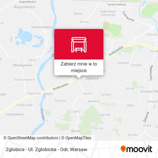 Mapa Zgłobice - Ul. Zgłobicka - Odr