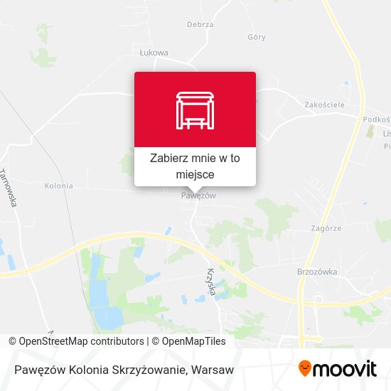 Mapa Pawęzów Kolonia Skrzyżowanie