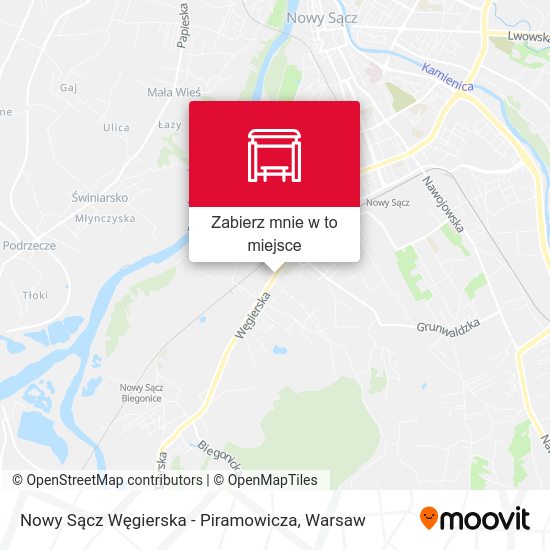 Mapa Nowy Sącz Węgierska - Piramowicza