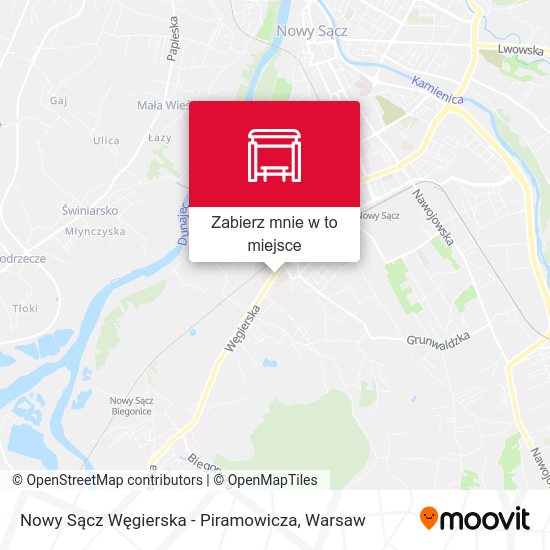 Mapa Nowy Sącz Węgierska - Piramowicza