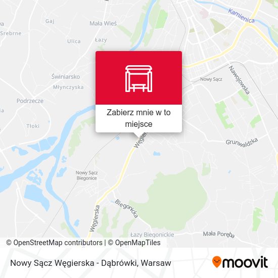 Mapa Nowy Sącz Węgierska - Dąbrówki