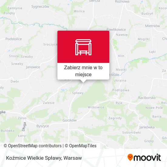 Mapa Koźmice Wielkie Spławy