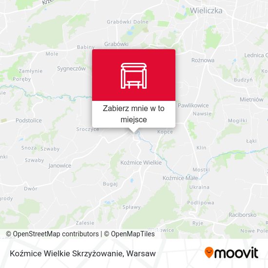 Mapa Koźmice Wielkie Skrzyżowanie