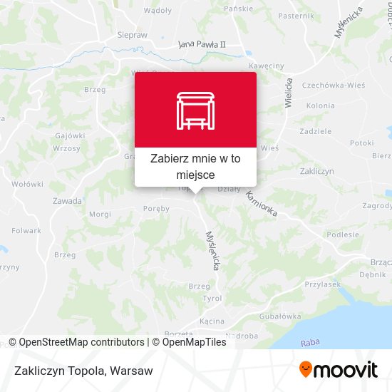 Mapa Zakliczyn Topola