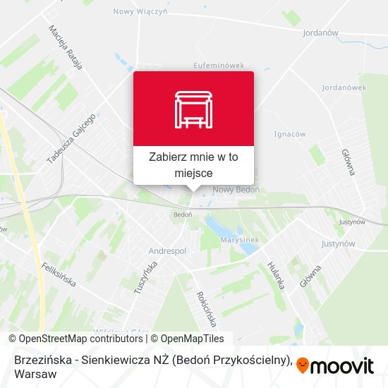 Mapa Brzezińska - Sienkiewicza NŻ (Bedoń Przykościelny)