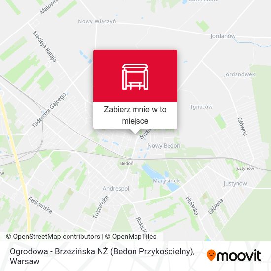 Mapa Ogrodowa - Brzezińska NŻ (Bedoń Przykościelny)