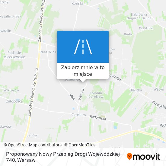 Mapa Proponowany Nowy Przebieg Drogi Wojewódzkiej 740