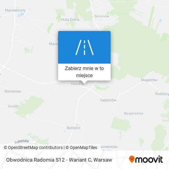 Mapa Obwodnica Radomia S12 - Wariant C