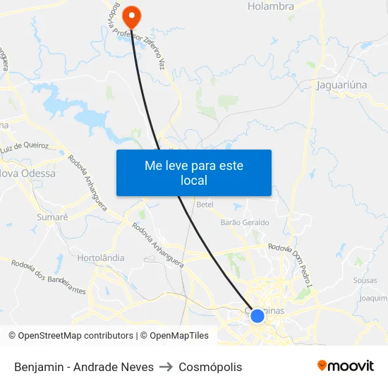 Benjamin - Andrade Neves to Cosmópolis map