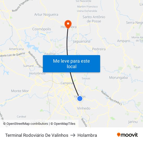 Terminal Rodoviário De Valinhos to Holambra map
