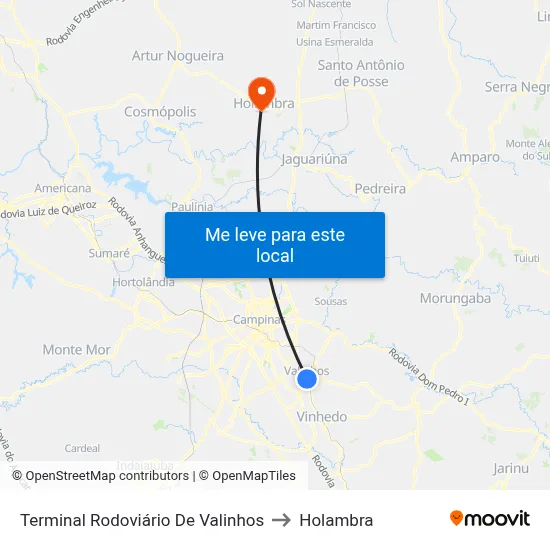 Terminal Rodoviário De Valinhos to Holambra map