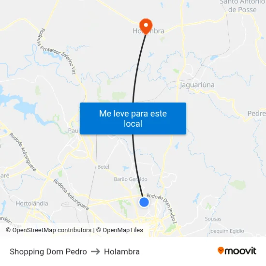 Shopping Dom Pedro to Holambra map