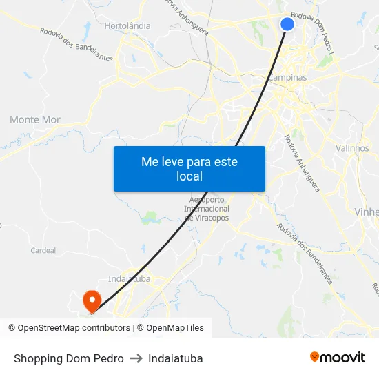 Shopping Dom Pedro to Indaiatuba map