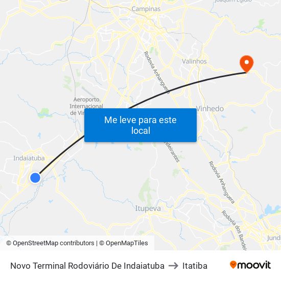 Novo Terminal Rodoviário De Indaiatuba to Itatiba map