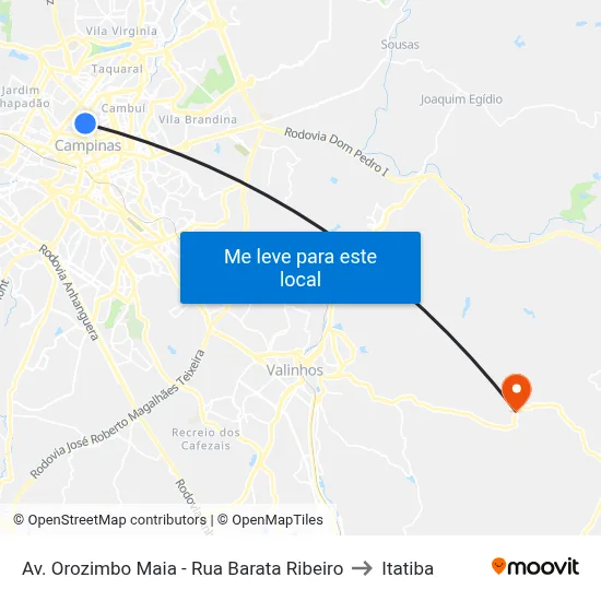 Av. Orozimbo Maia - Rua Barata Ribeiro to Itatiba map