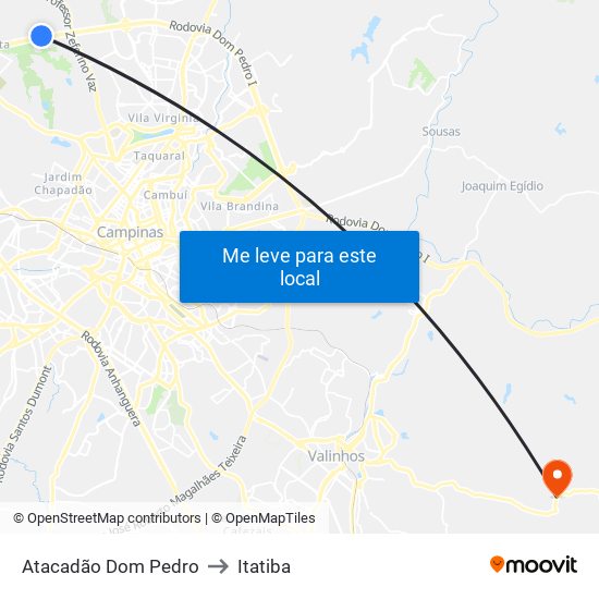 Atacadão Dom Pedro to Itatiba map