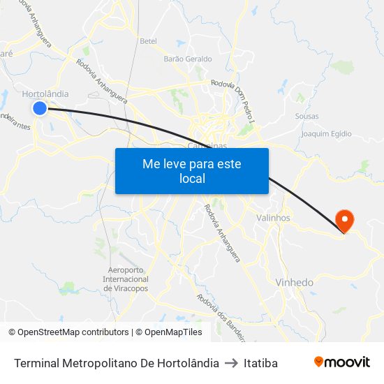 Terminal Metropolitano De Hortolândia to Itatiba map