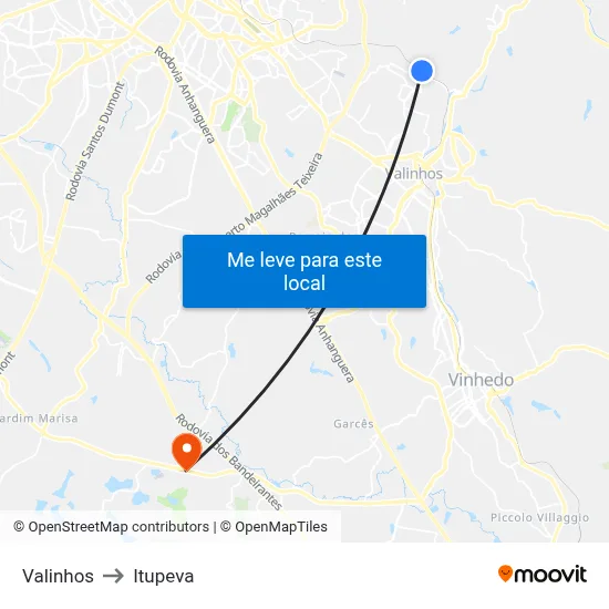 Valinhos to Itupeva map