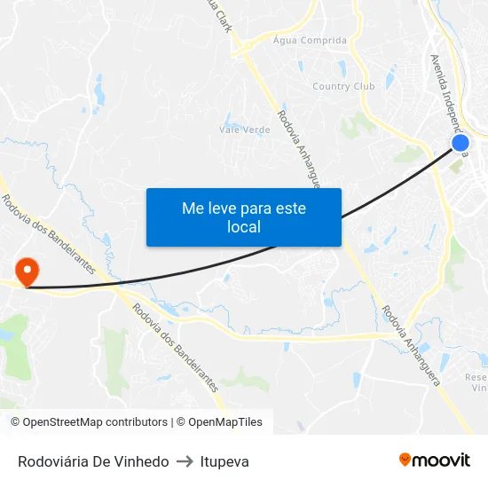 Rodoviária De Vinhedo to Itupeva map