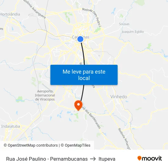 Rua José Paulino - Pernambucanas to Itupeva map