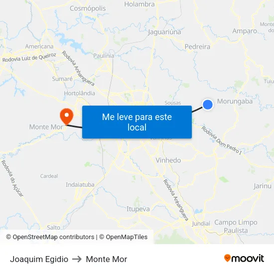 Joaquim Egidio to Monte Mor map
