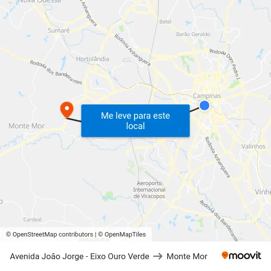Avenida João Jorge - Eixo Ouro Verde to Monte Mor map