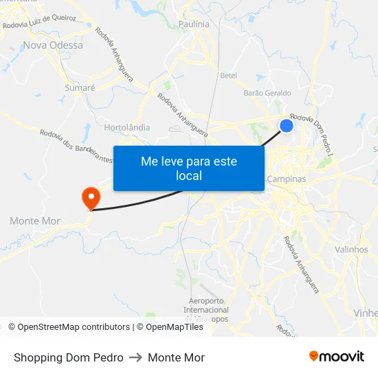Shopping Dom Pedro to Monte Mor map