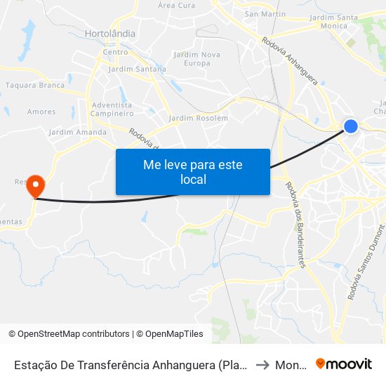 Estação De Transferência Anhanguera (Plataforma 2 - Sentido Anhanguera) to Monte Mor map