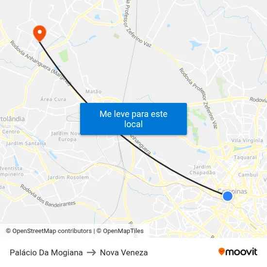 Palácio Da Mogiana to Nova Veneza map