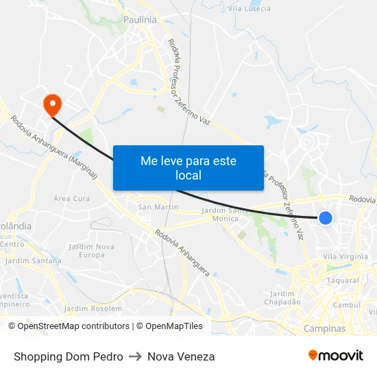 Shopping Dom Pedro to Nova Veneza map